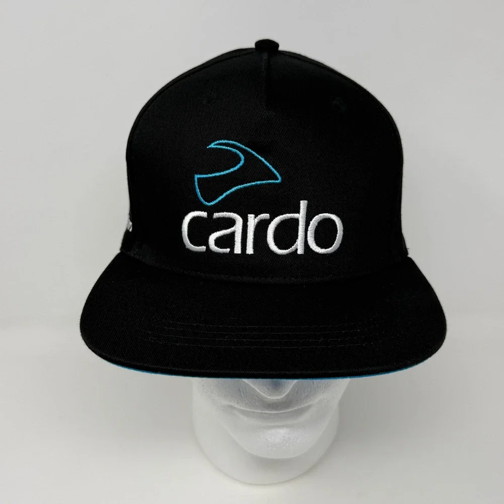 Cardo Systems Black Trucker Hat Snapback Flat Brim Logo Mesh Cap One Size